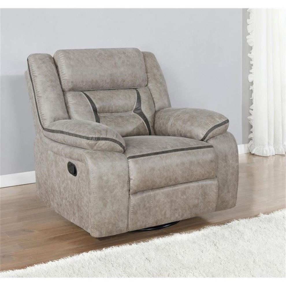 Coaster Greer Faux Leather Upholstered Tufted Back Glider Recliner Taupe