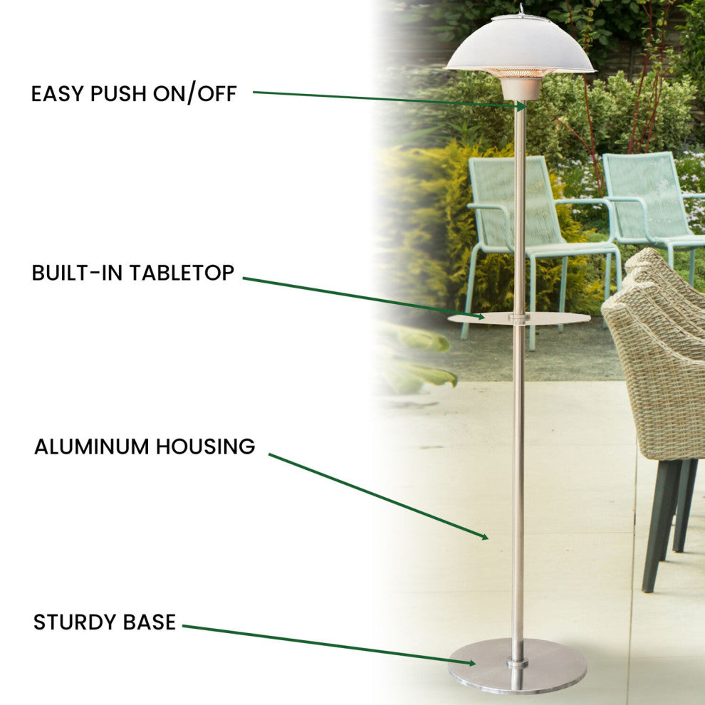 Modern Efficient Standing Electric Heater, Silver, 81.6"
