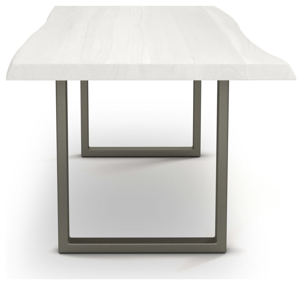 Brooks Dining Table, White Wash, Pewter, 40"x92", U-Base