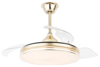 42" Modern Retractable Ceiling Fan with Light Kit and Remote Control 3 Blades, Gold, 42"