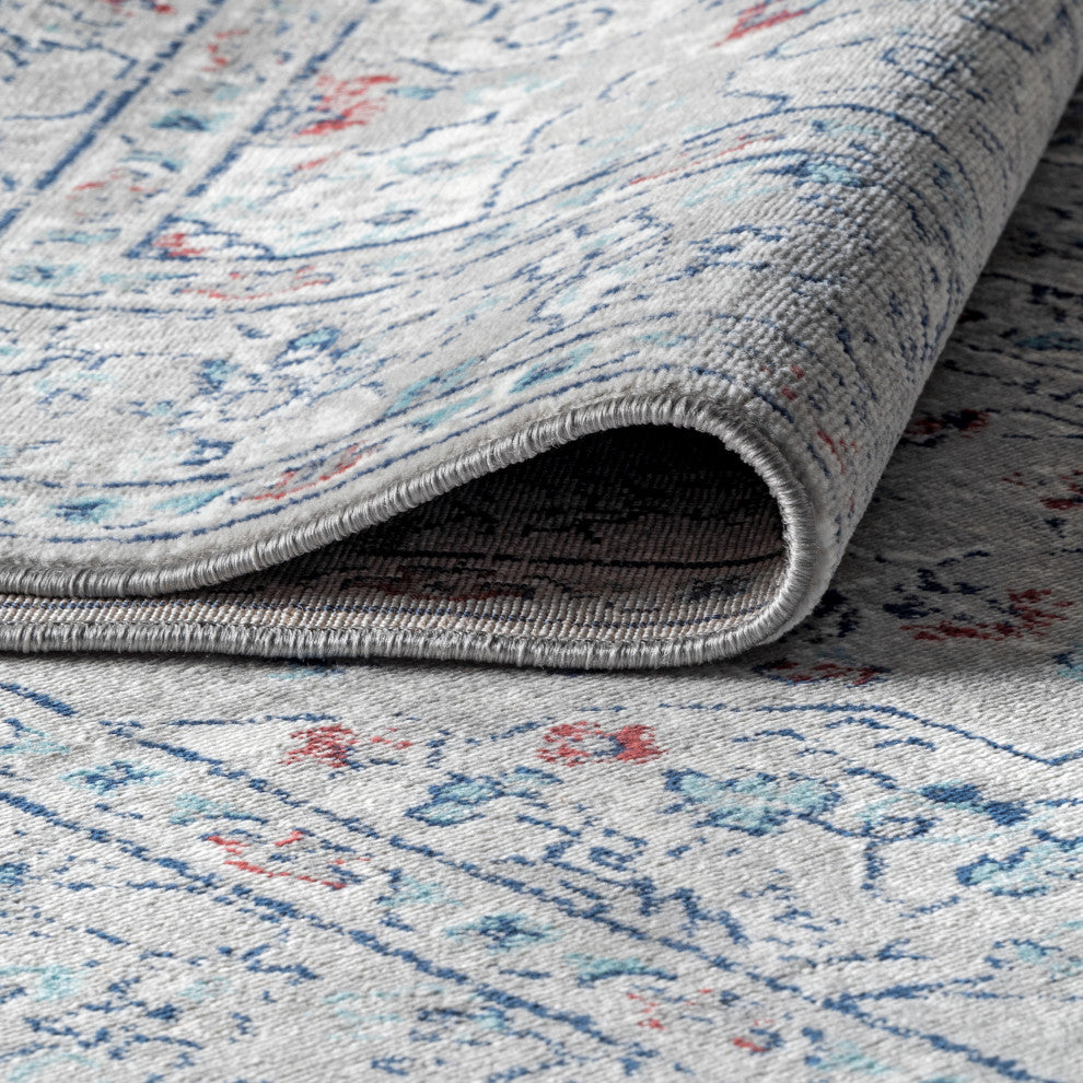 Modern Persian Vintage Medallion Light Grey/ Multi 3' x 5' Area Rug