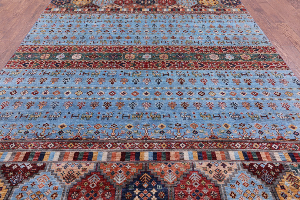 8' 2" X 11' 6" Hand Knotted Tribal Persian Gabbeh Wool Rug Q7574