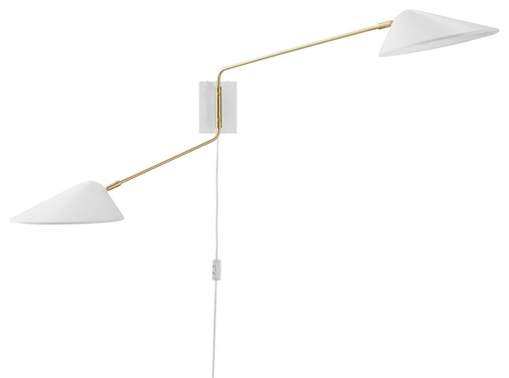 Sconce Wall Lamp Light Fixture, White, Metal, Modern Cafe Bistro Hospitality