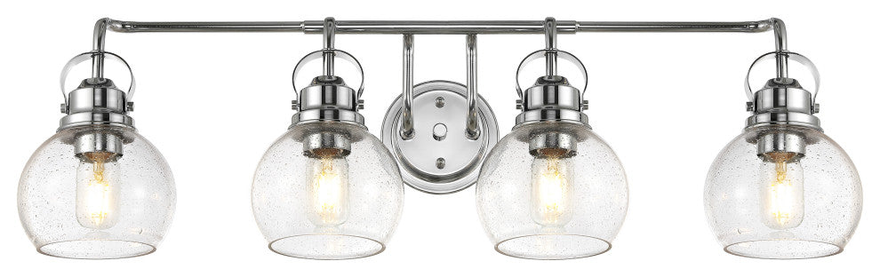 Shirley Metal, Bubbled Glass Vanity Light, Chrome, 4-Light
