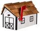 Cedar Shake Roof Standard Wood Mailbox, White & Black