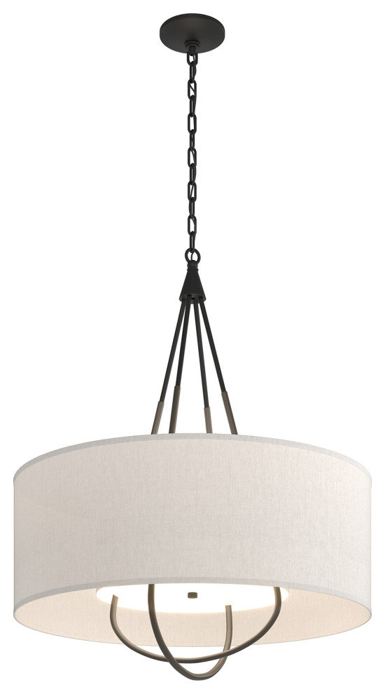 Loop Pendant, Black Finish, Dark Smoke Accents, Flax Shade