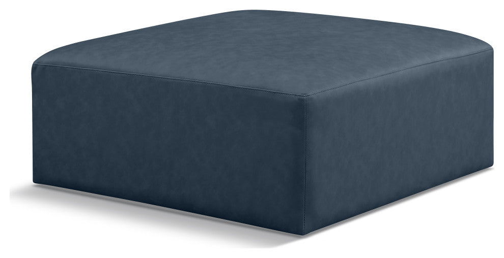 Cube Upholstered Modular Component, Navy, Vegan Leather, Ottoman