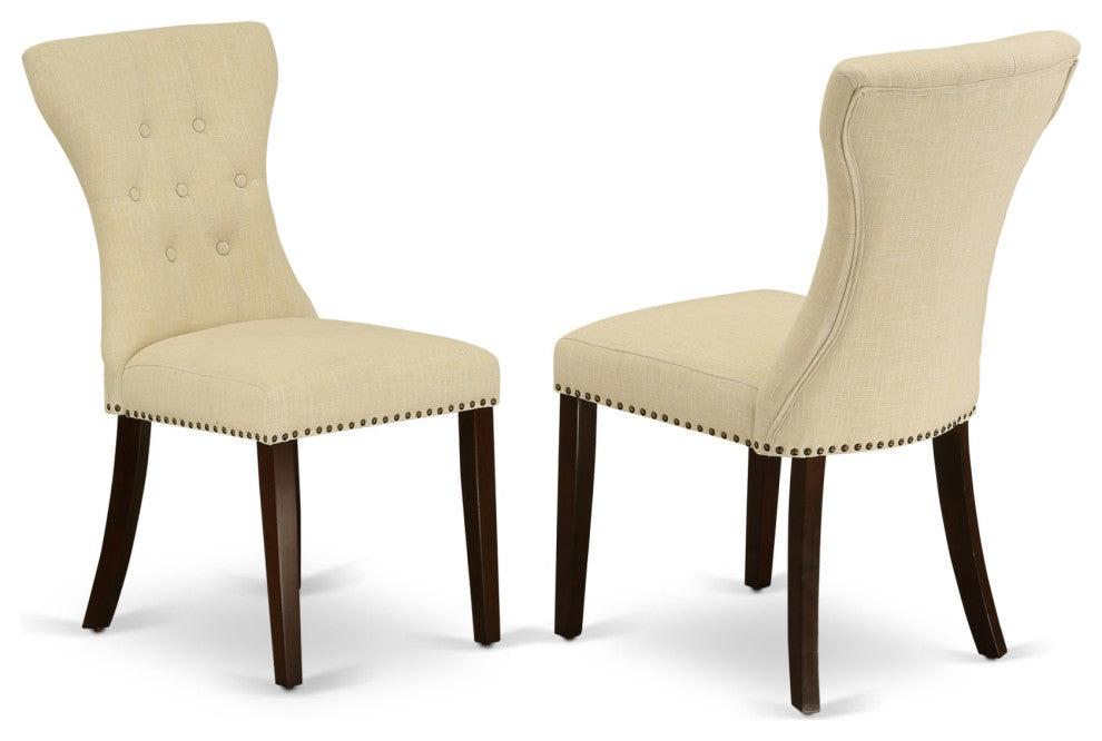 5-Piece Set, 4 Chairs and Dining Table Hardwood Frame, Mahogany Finish