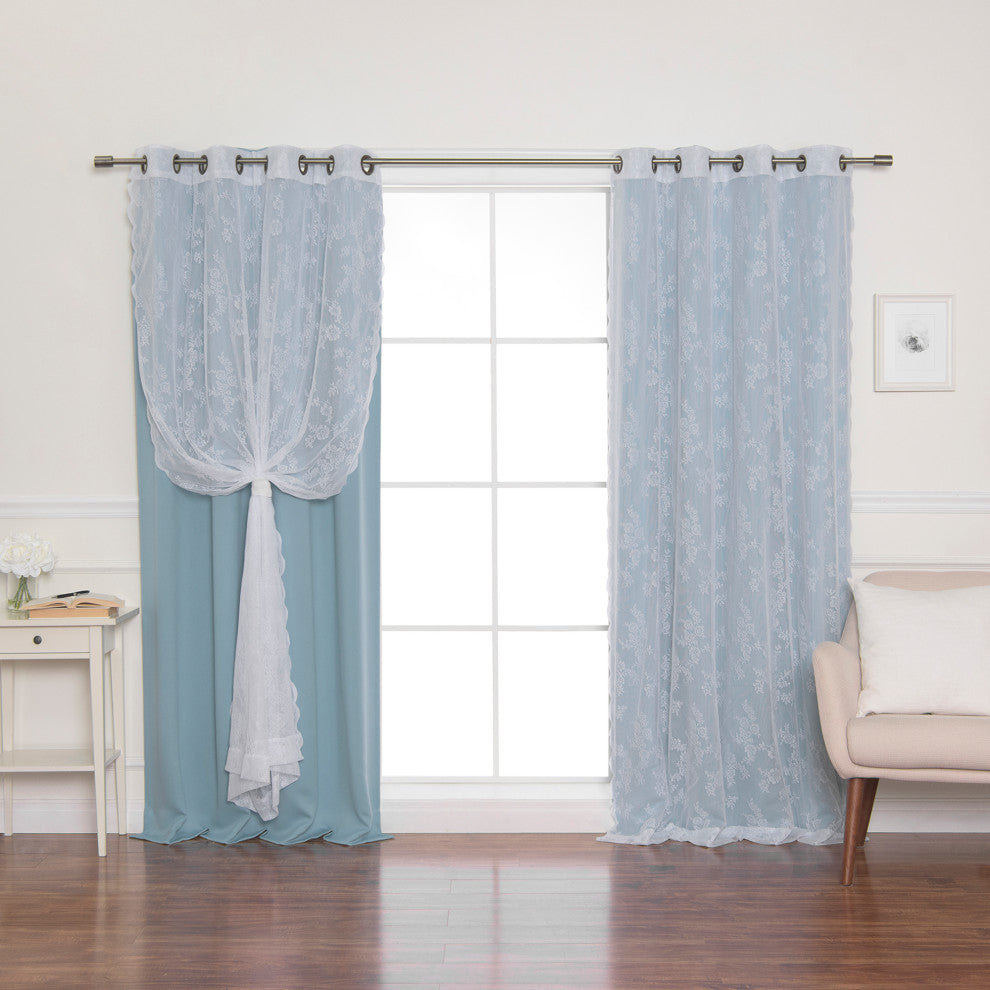 Rose Sheers and Blackout Curtains, Ocean, 52"x96"
