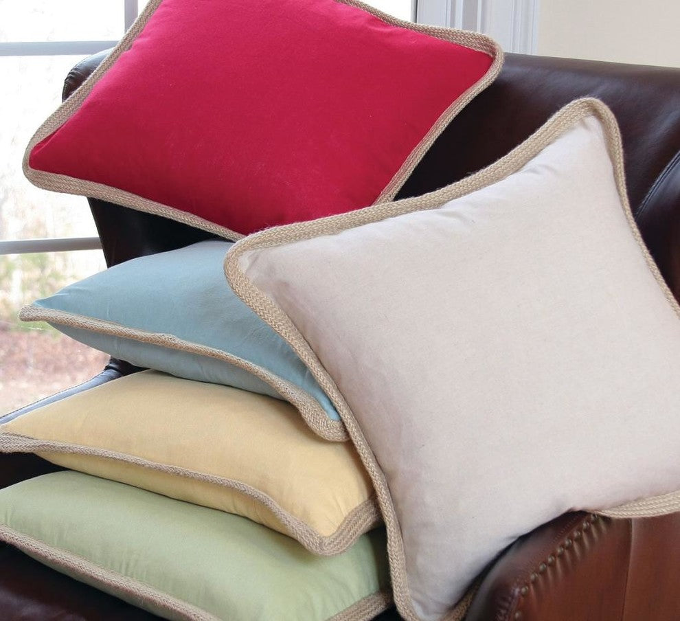 Square Jute Trimmed Pillow, Natural