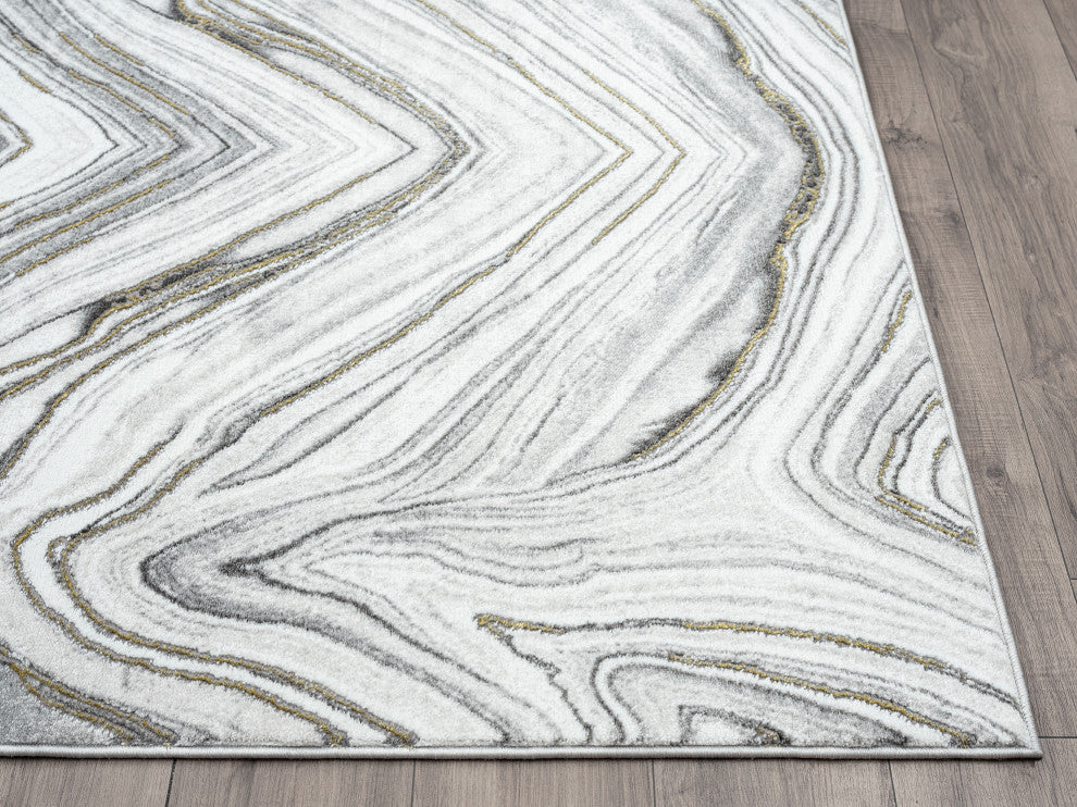 Abani Luna LUN160A Contemporary Granite and Gold Area Rug