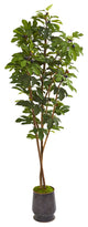 88" Fig Artificial Tree in Ribbed Metal Planter