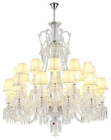 Baccarat Design Crystal Chandelier Lighting, White, 24 Lights