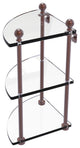 Mambo 3 Tier Corner Glass Shelf, Antique Copper