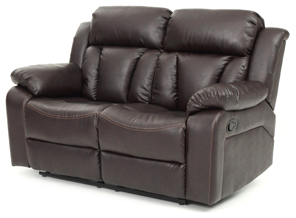 Springfield Reclining Love Seat, Brown Faux Leather