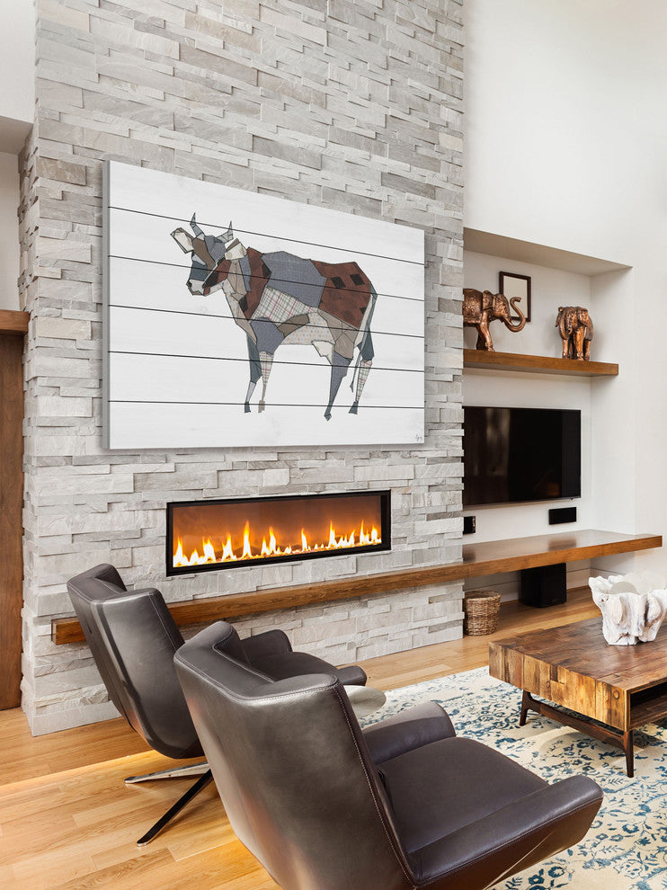 "La Vaca Modelada" Painting Print on White Wood, 60"x40"