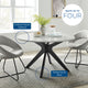 50" Dining Table, Round, White Black, Wood, Artificial Marble, Modern
