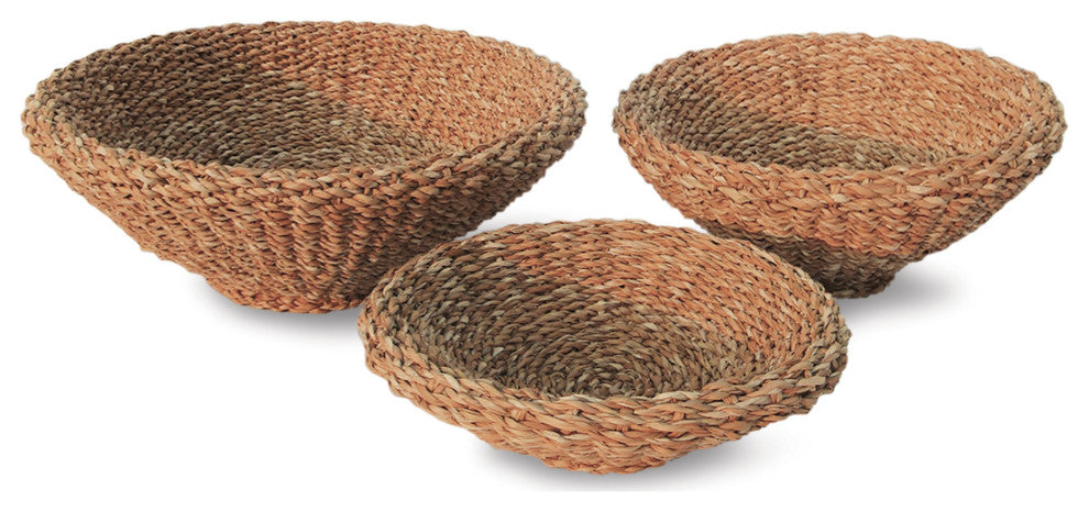 Seagrass Shallow Tapered Baskets, Set of 3