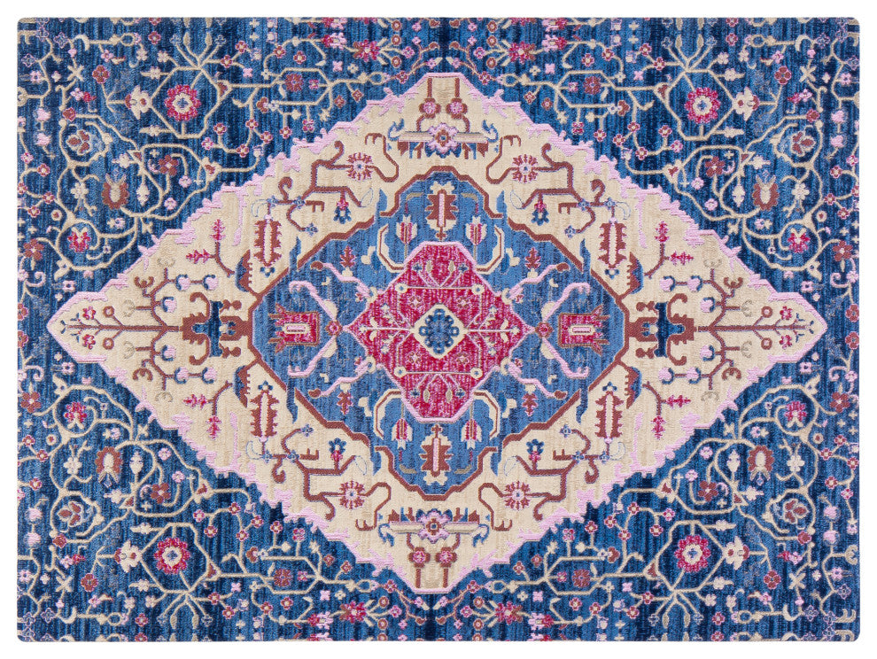 Porto Blue and Red Rug'd Chair Mat, 36"x48", .5" Pile Height