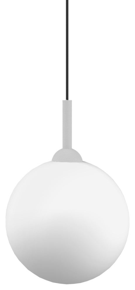 White Glass Globe 5" Small Pendant - Polished Chrome Socket