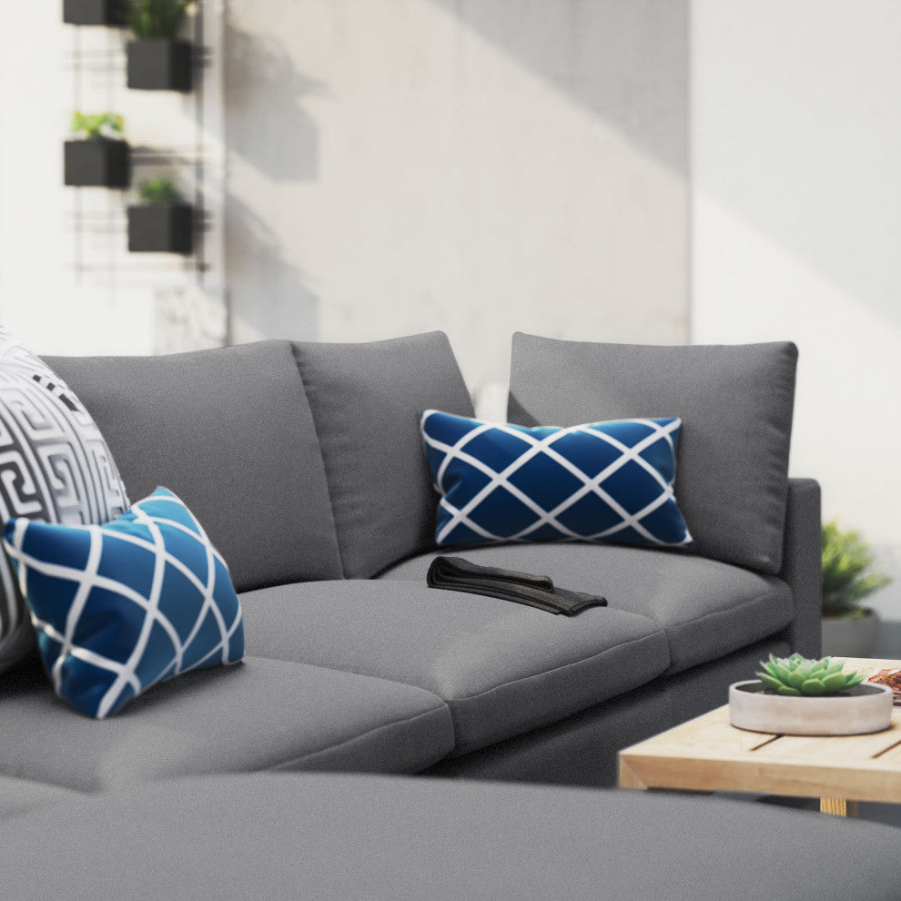 Modular Lounge Sectional Deep Sofa Set, Sunbrella, Gray, Modern, Outdoor