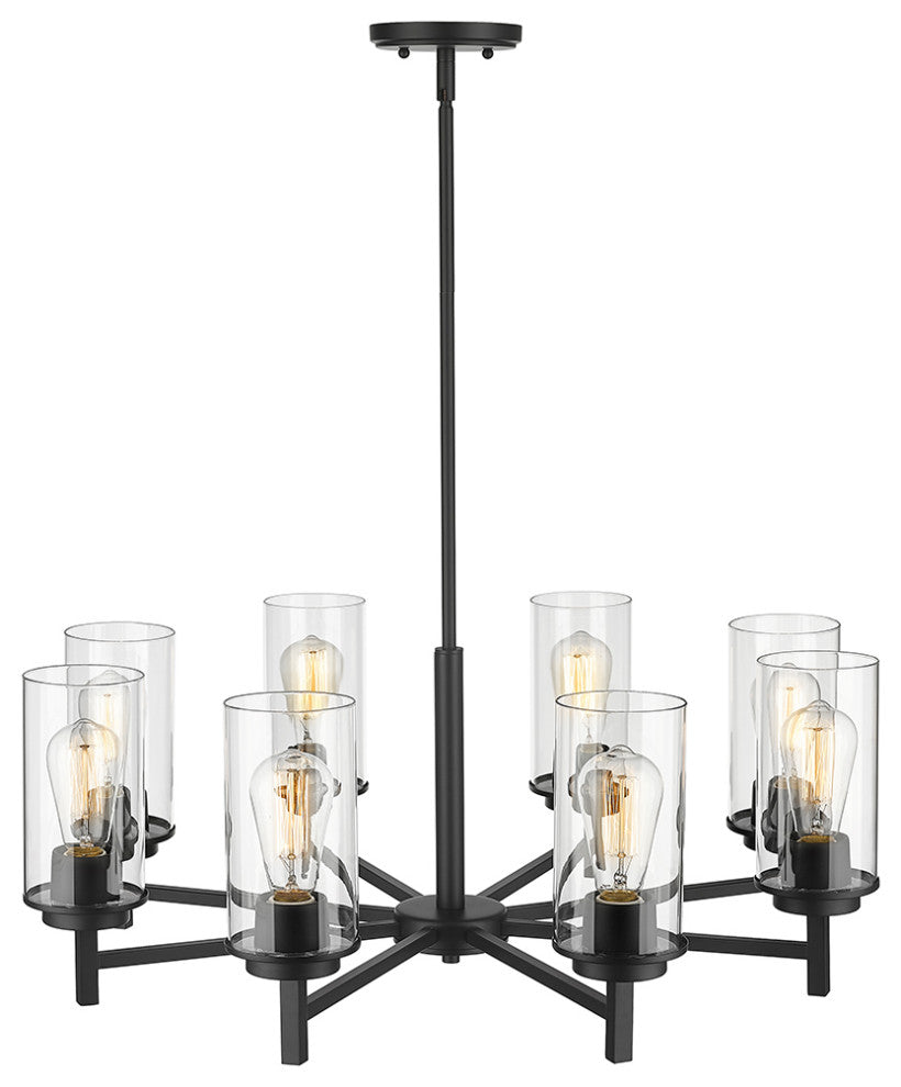 8 Light 30" Matte Black Chandelier