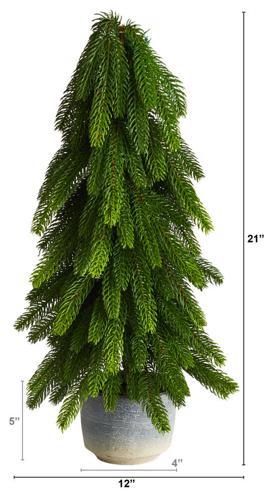 21" Christmas Pine Artificial Tree, Decorative Planter