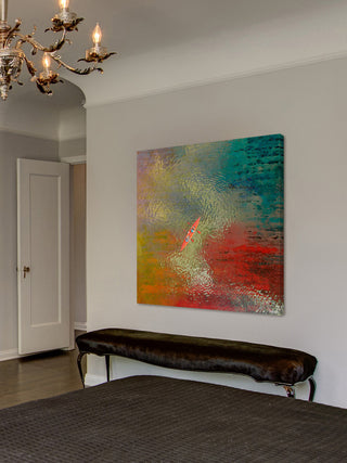 "Red Kayak" Painting Print on Wrapped Canvas, 32"x32"