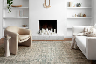 Arlo ARL-02 Area Rug, Stone / Turquoise, 18" X 18" Sample