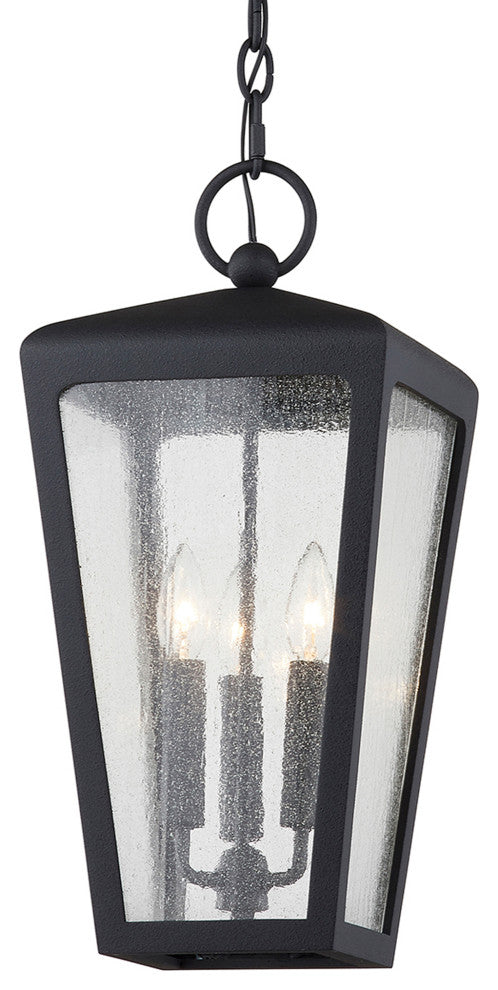 Mariden 3 Light Hanger - Textured Black Finish - Clear Seeded Glass