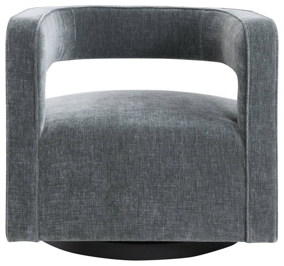 Lunar Stain-Resistant Fabric Swivel Chair, Charcoal