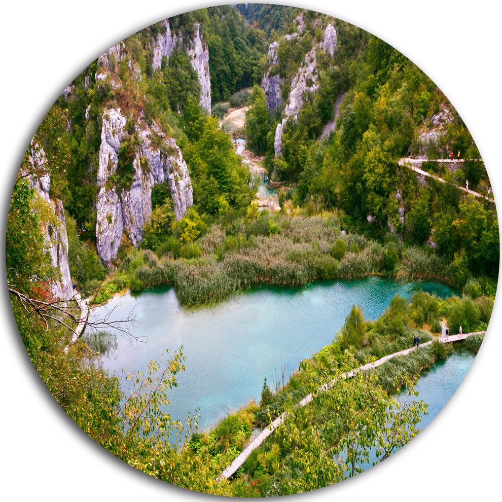 Plitvice Lakes Long View, Landscape Photo Disc Metal Wall Art, 11"