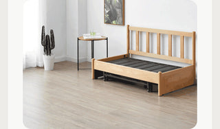 Solid Wood Sofa Bed, Sleeper Sofa, Beech Log 72.8x33-78.1x30.3" Rush Gray