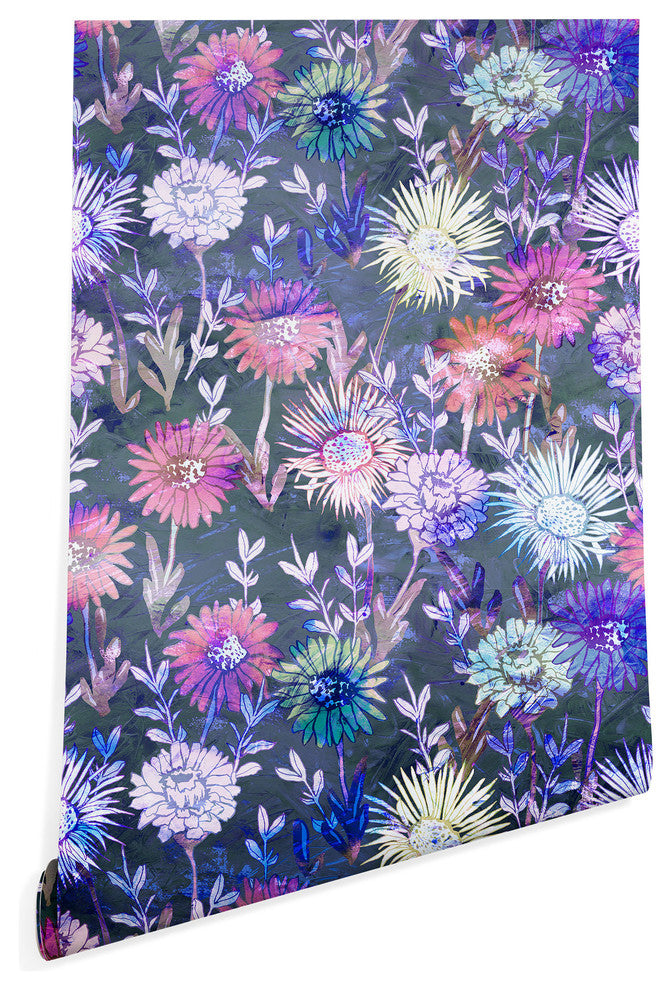 Deny Designs Schatzi Brown Gillian Floral Gray Wallpaper, Gray, 2'x4'