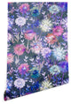Deny Designs Schatzi Brown Gillian Floral Gray Wallpaper, Gray, 2'x4'