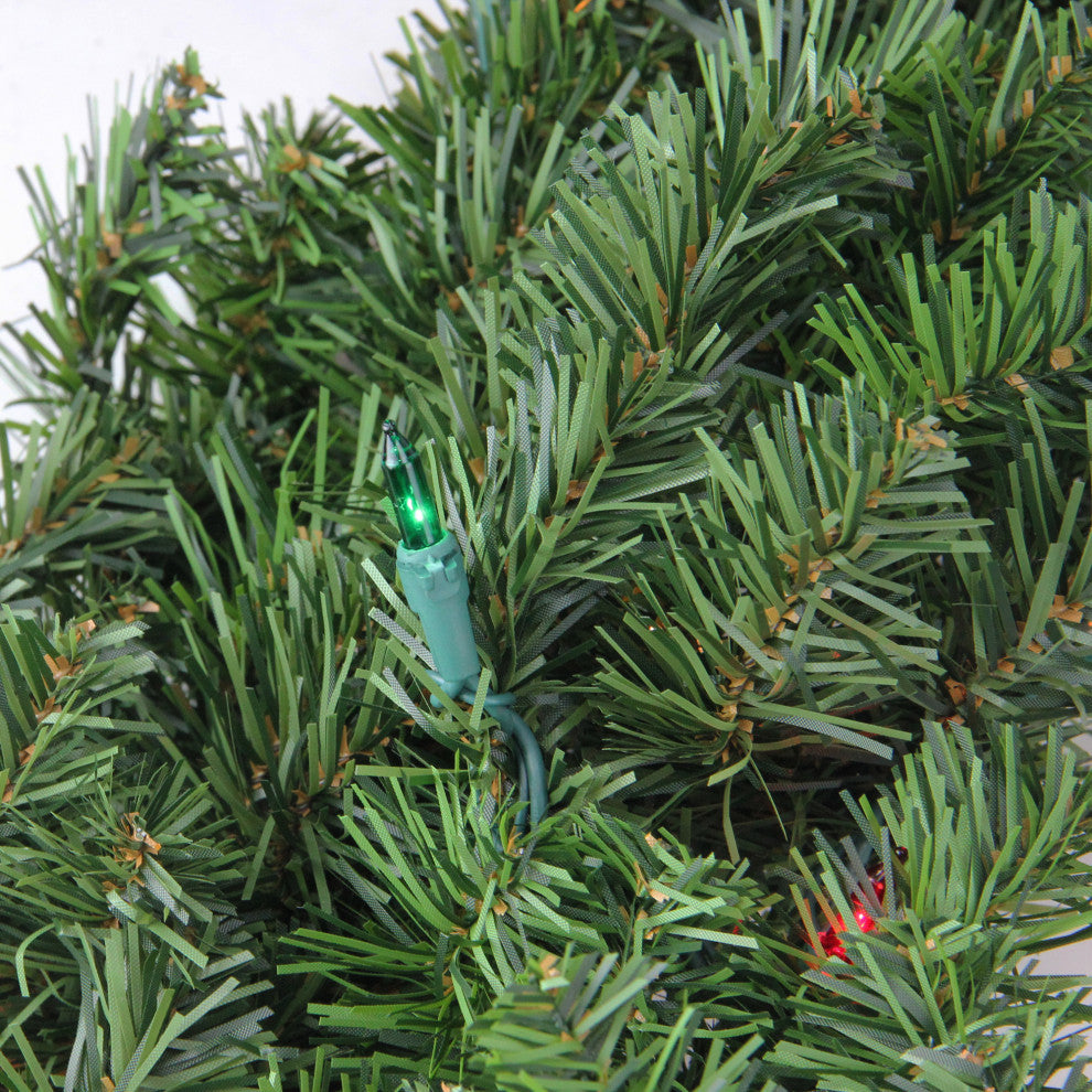 72" Pre-Lit Commercial Canadian Pine Artificial Christmas Wreath, Multi Lights
