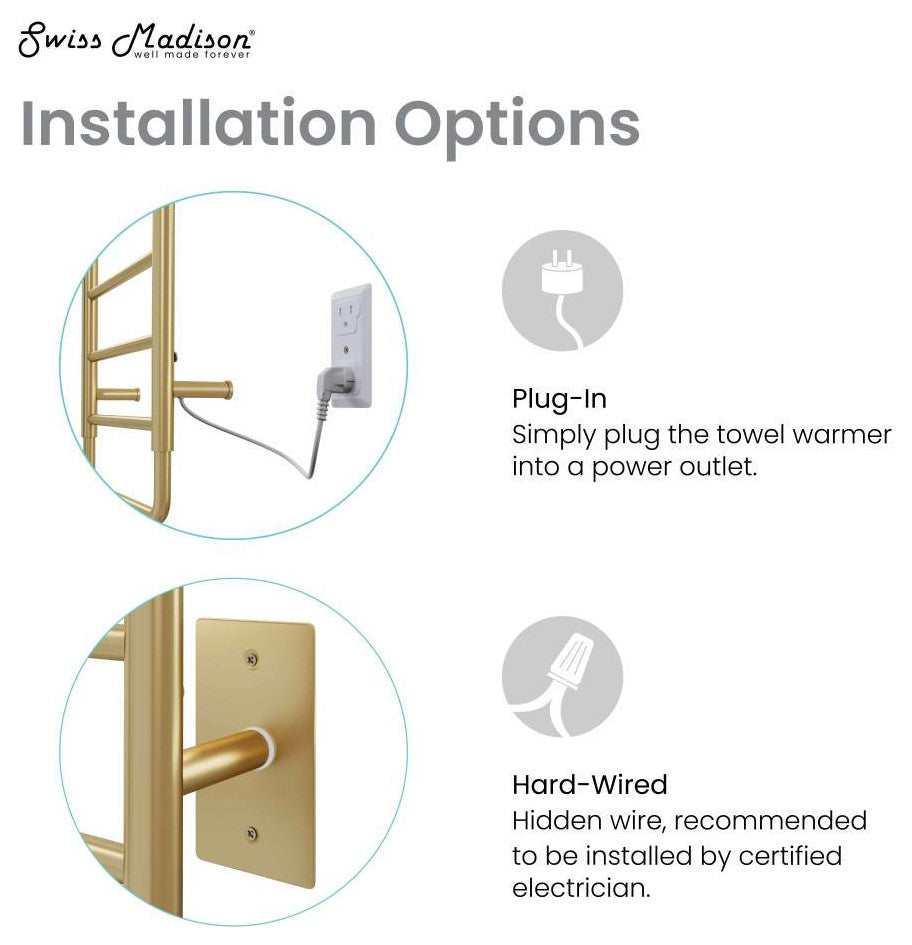 Ivy 8-Bar Electric Towel Warmer, Brushed Gold