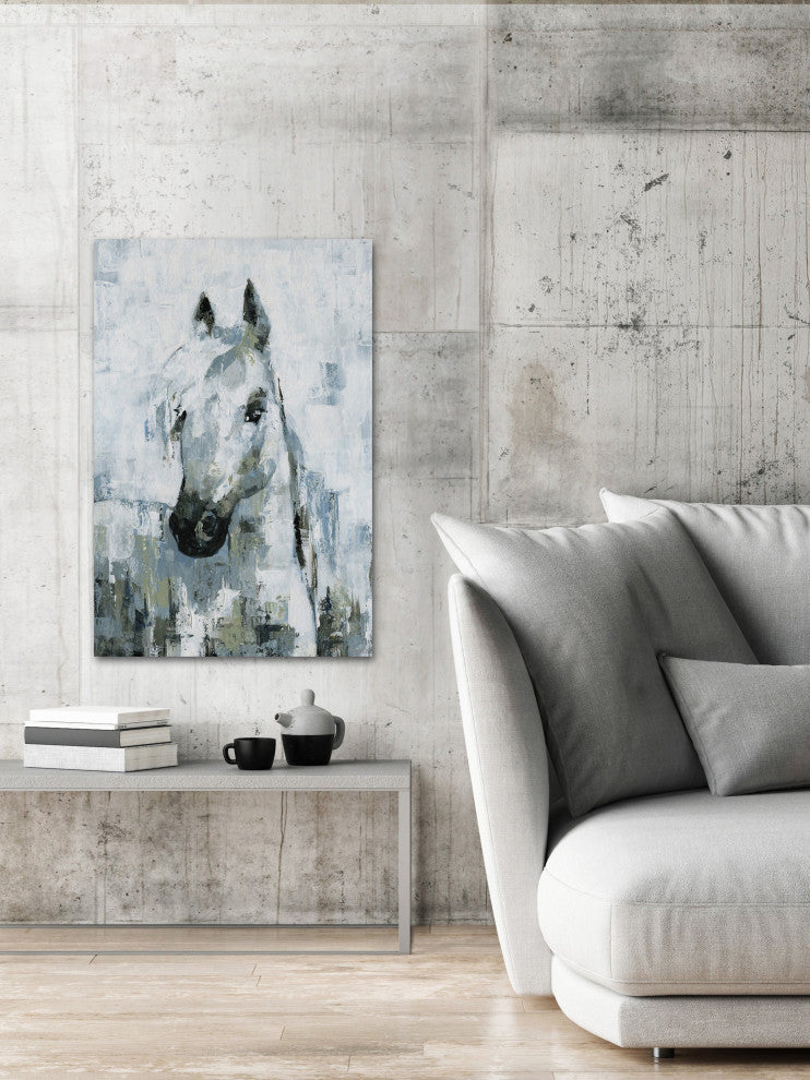"Magical White Horse" Painting Print on Wrapped Canvas, 20"x30"