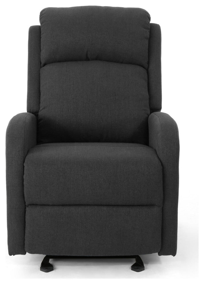 GDF Studio Ava Fabric Rocking Recliner, Dark Gray/Black