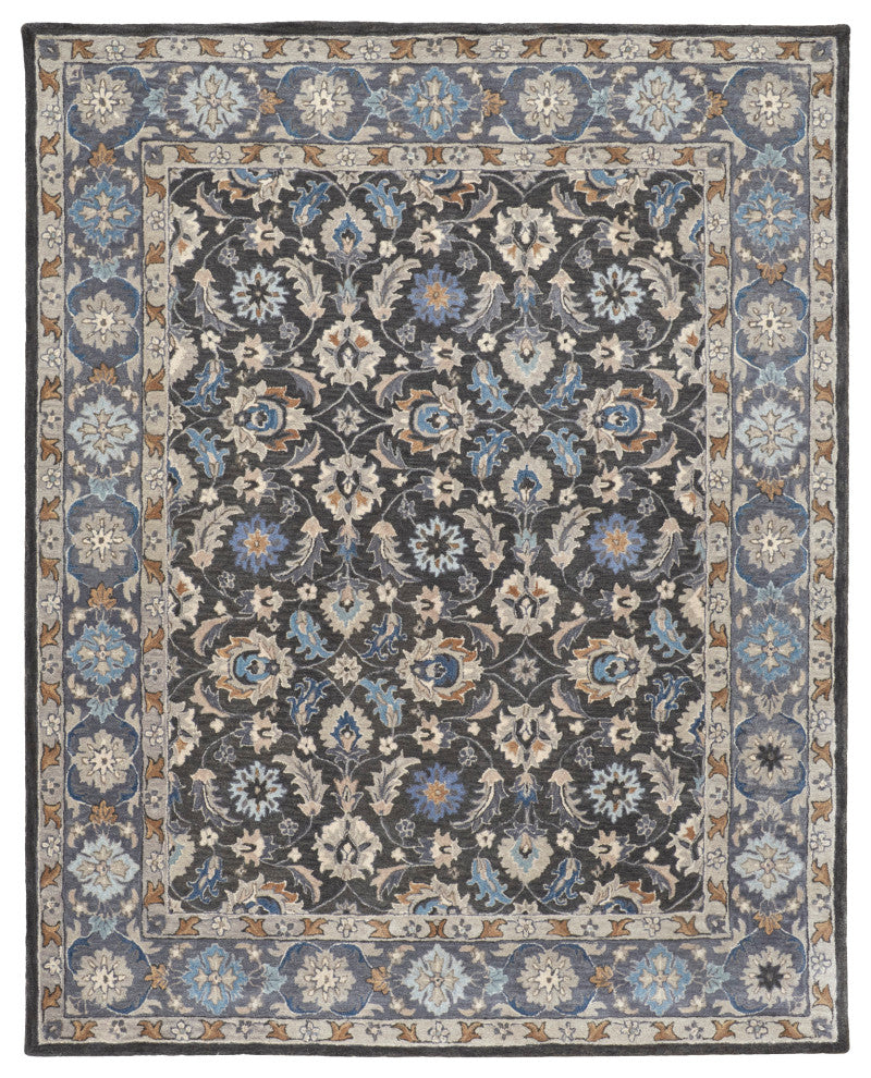 Weave & Wander Mattias Persian Rug, Dark Gray/Blue/Red, Rug, 4' X 6'