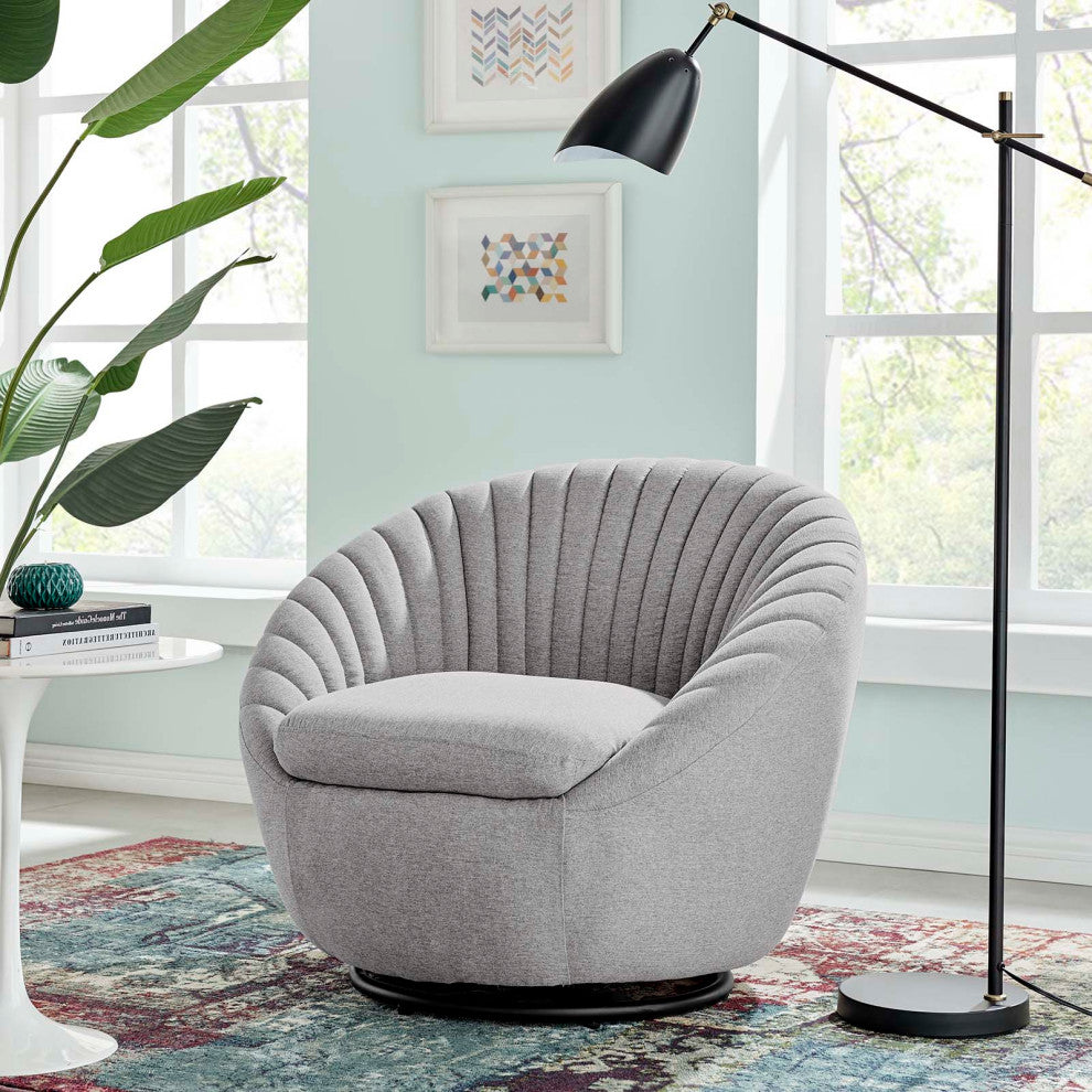 ArmTufted Chair Swivel Accent Tufted Chair, Black Gray, Modern, Lounge