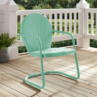 Home Square Griffith 4 Piece Metal Patio Chair Set in Tangerine and Aqua