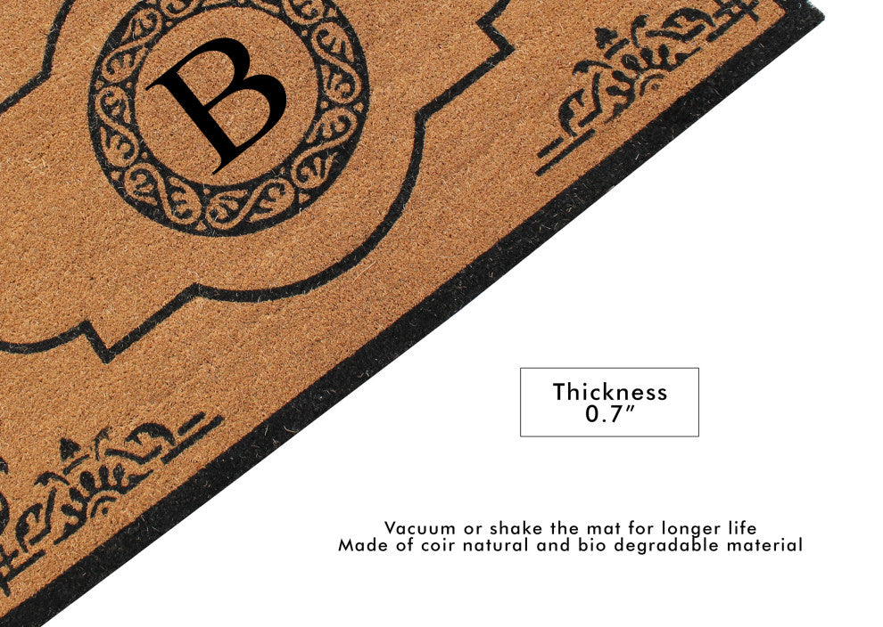 Hand Crafted Abrilina 36"x72" Coir Double Doormat Monogrammed, B
