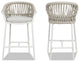 Maiden 27" Woven Barrel Back Outdoor Patio Counter Stool, Set of 2, Wheat Beige Axroma Olefin