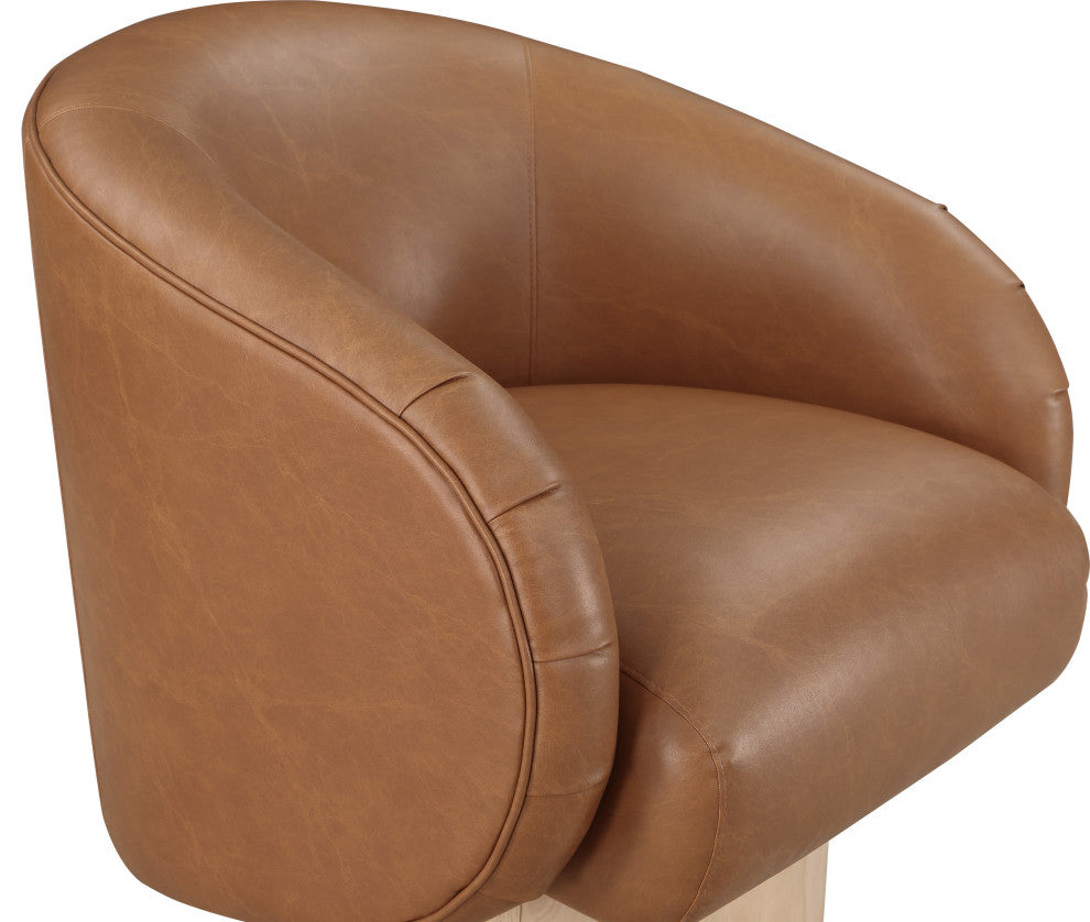 Gibson Vegan Leather Swivel Accent Chair, Cognac