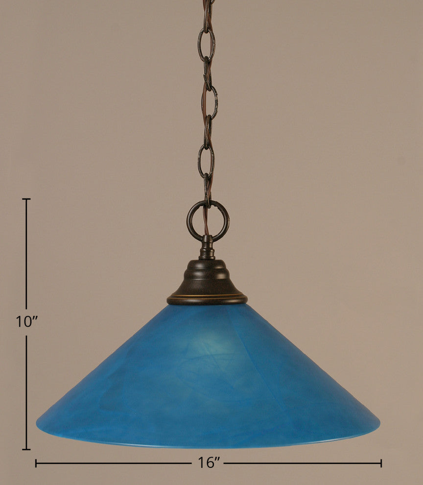 1-Light Chain Hung Pendant, Dark Granite/Blue Italian