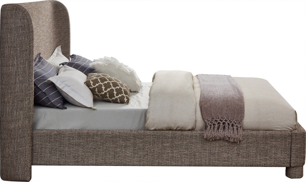 Penny Bed, Brown, King, Linen Textured Fabric