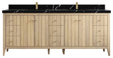 Atlanta Oak 84" Double Sink Bath Vanity, White 2" Calacatta Black