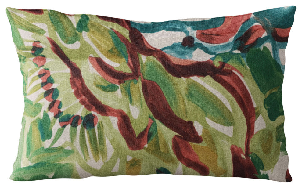 Plutus Blue Garden Graphic Print Luxury Throw Pillow, 12"x20"
