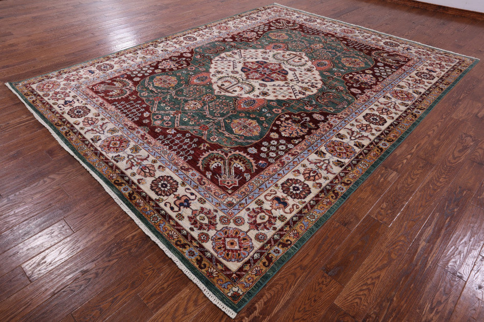 9' 1" X 11' 10" Hand Knotted Persian Tabriz Wool Rug Q9990